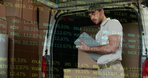 Delivery Service and Financial Data Overlay Concepts - Download Free Stock Images Pikwizard.com