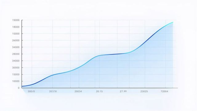 Blue gradient area chart showing steady growth trend and smooth line visualization