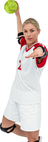 Transparent Sportswoman Demonstrating Dynamic Ball Throw