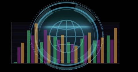 Global data visualization and cybersecurity concept
