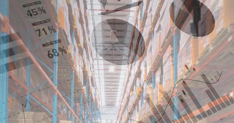 Warehouse with superimposed global data analytics graphs
