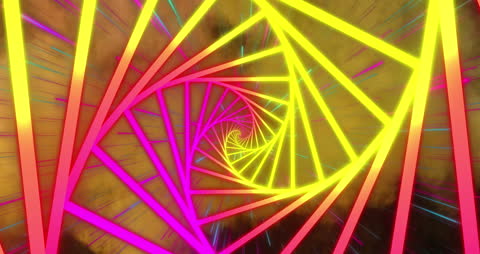 Vibrant Neon Tunnel with Shimmering Light Trails