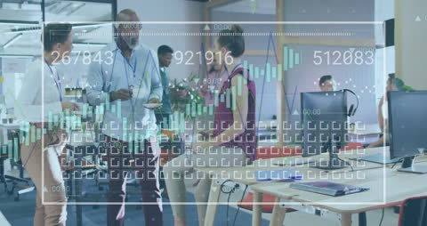 Analyzing Financial Data with Team in Modern Office