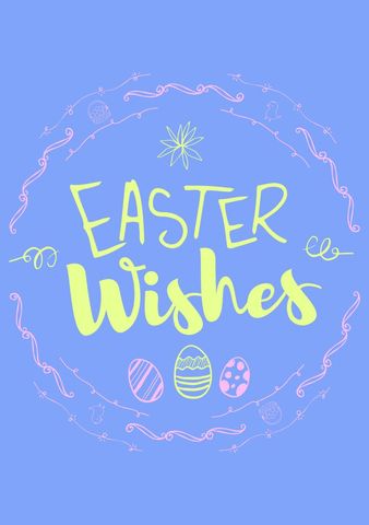 Easter Wishes Card Template with Decorative Egg Illustrations - Download Free Stock Templates Pikwizard.com