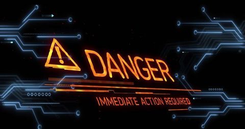 Danger alert message on digital interface with circuitry