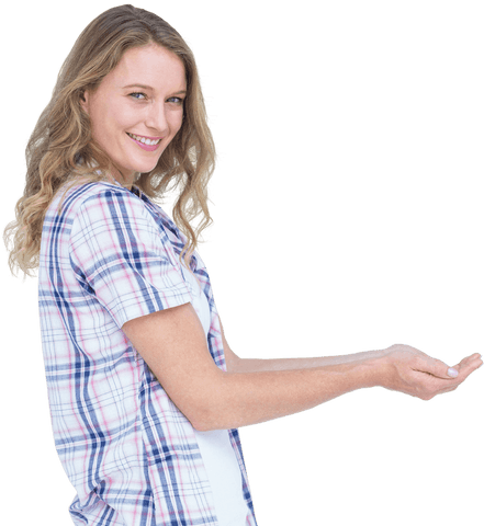 Transparent Woman Joyfully Presenting with Open Hands - Download Free Stock Videos Pikwizard.com