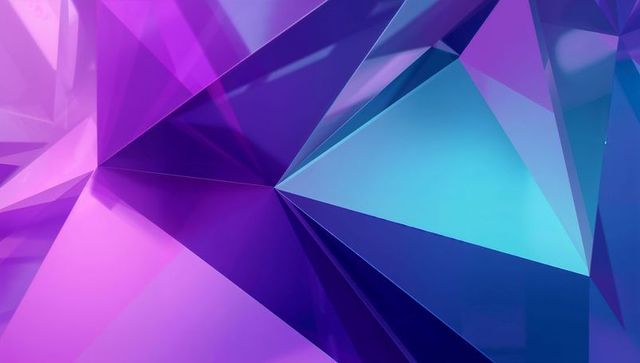 Abstract geometric vibrant polygonal design in purple blue hues