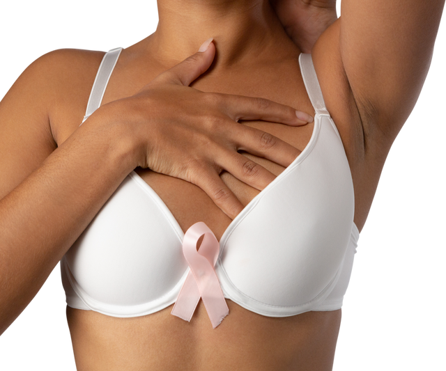 Close-Up of Woman Wearing White Bra with Breast Cancer Awareness Pink Ribbon - Download Free Stock Videos Pikwizard.com