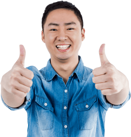 Man Smiling with Both Thumbs Up in Transparent Background - Download Free Stock Videos Pikwizard.com