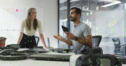 Innovative Office Meeting Discussing Futuristic Technology Concepts