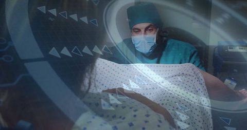 Surgeon Using Advanced Digital Technology in Modern Hospital