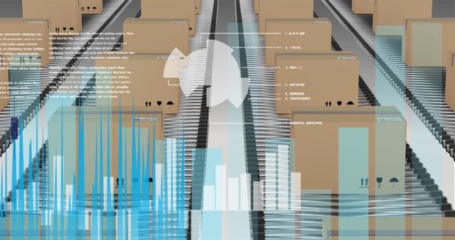 Data Processing Over Cardboard Boxes on Conveyor Belts For Global Shipping Concepts - Download Free Stock Images Pikwizard.com
