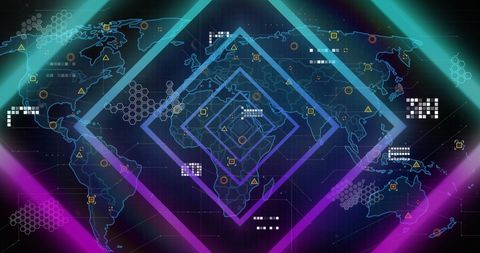 Abstract Global Data Visualization with Geometric Overlays - Download Free Stock Images Pikwizard.com