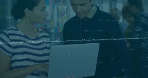 Diverse Team Collaborating with Digital Data Animation