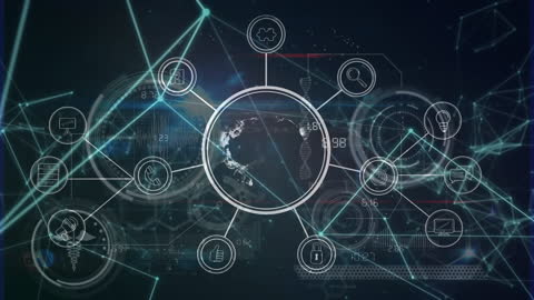 Futuristic Digital Network and Data Analysis Visualization