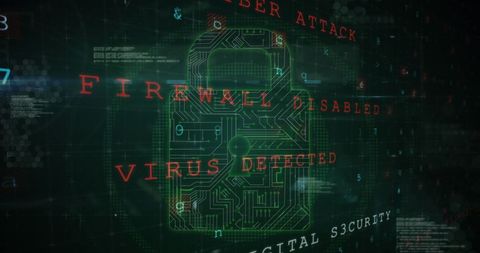 Digital Security Lock with Firewall and Virus Alert Notifications - Download Free Stock Images Pikwizard.com