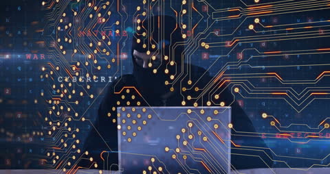 Cyber Attacker Behind Digital Animated Circuit Interfaces