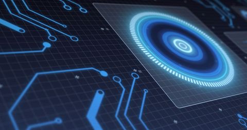 Futuristic Digital Interface with Circular and Processor Elements - Download Free Stock Images Pikwizard.com