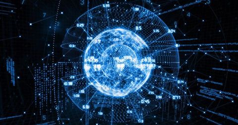 Rotating Holographic Globe with Numeric Data Rings