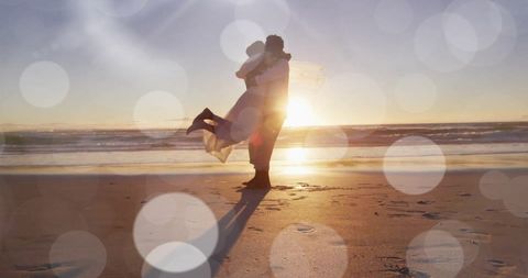 Romantic Wedding Couple Celebrating Love at Sunny Beach - Download Free Stock Images Pikwizard.com