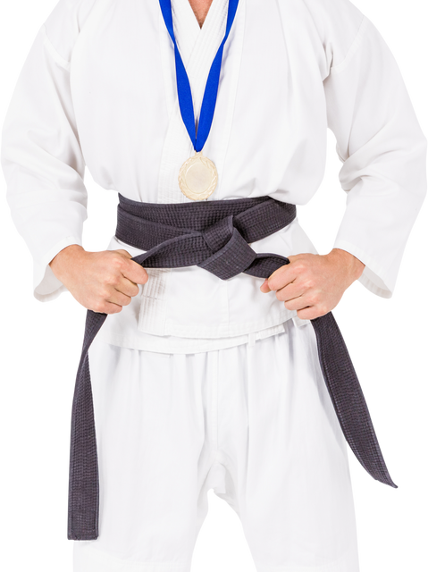 Martial Artist Wearing Medals Over White Gi On Transparent Background - Download Free Stock Videos Pikwizard.com