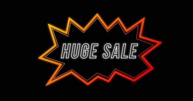 Retro-Style Neon Huge Sale Advertisement Banner - Download Free Stock Images Pikwizard.com