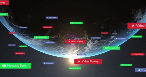 Global Social Media Activity Overlay Concept