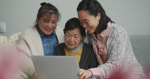 Happy Multigenerational Asian Family Bonding with Technology - Download Free Stock Images Pikwizard.com