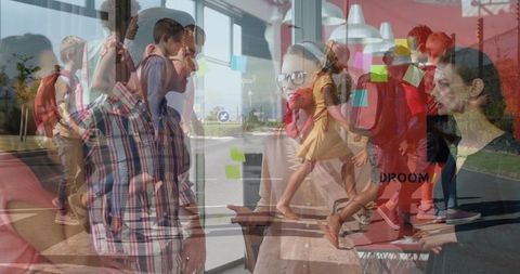 Diverse group collaborating in creative urban environment