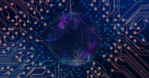 Futuristic ai-infused global digital network concept
