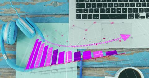 Innovative Business Data Interface with Laptop and Coffee