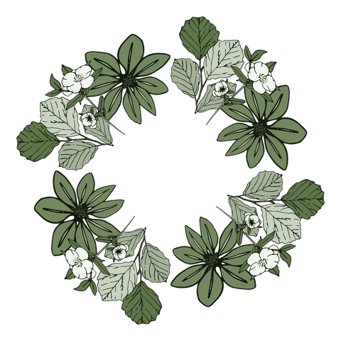 Floral Wreath PNG Vector with Leaves and Flowers on Transparent Background