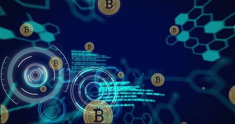 Abstract Visualization of Cryptocurrencies with Bitcoin Symbols - Download Free Stock Images Pikwizard.com