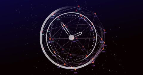 Digital Clock with Network Connections and Futuristic Theme - Download Free Stock Images Pikwizard.com