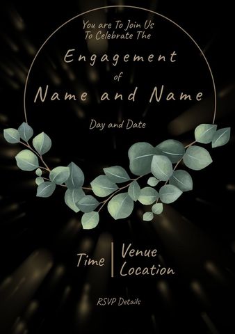 Elegant green botanical engagement invitation template
