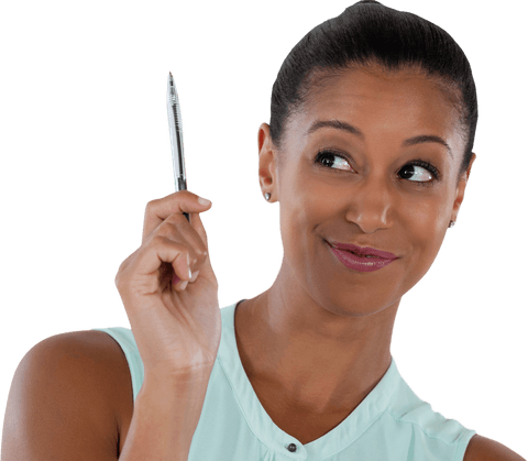 businesswoman holding pen with playful expression and transparent background - Download Free Stock Videos Pikwizard.com