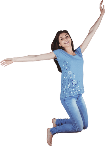 energetic woman jumping joyfully on transparent background - Download Free Stock Videos Pikwizard.com