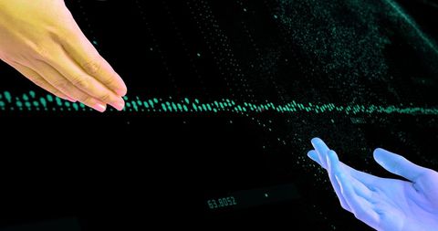 Human and Alien Hands Over Data Stream - Download Free Stock Images Pikwizard.com