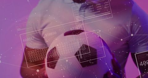 Sports fan analyzing football data interface concept