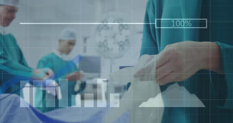 Healthcare Team Collaborating with Data Overlay