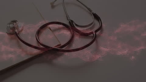 Stethoscope and Circling Red Smoke, Health Concept