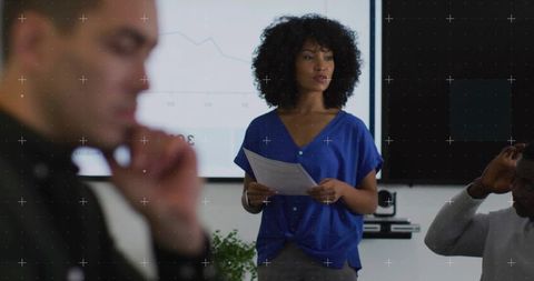 Confident Business Woman Leading Corporate Presentation