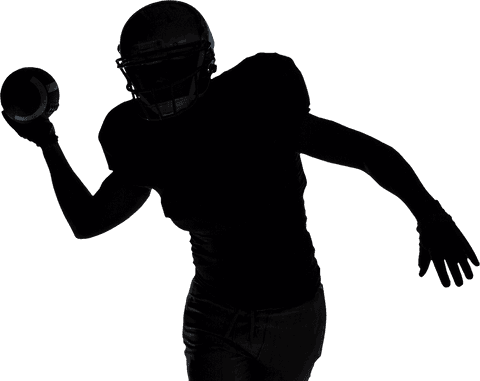 Dynamic silhouette of football player throwing in action