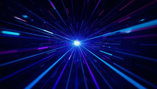 Abstract Futuristic Orb with Radiant Blue Light Trails