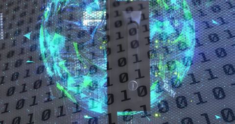 Binary Code and Globe Over Servers in Digital Technology Concept - Download Free Stock Images Pikwizard.com