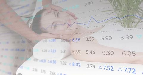 Modern spa treatment with economic data overlay