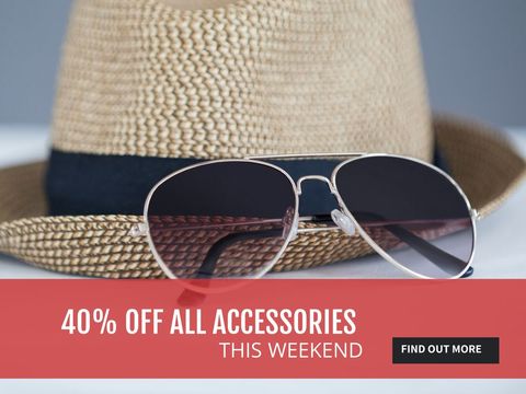 weekend accessories sale with sunglasses and summer hat - Download Free Stock Templates Pikwizard.com