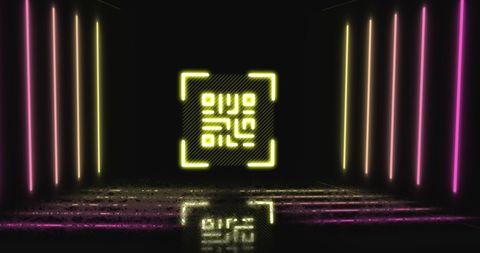 Futuristic neon qr code with digital interface design