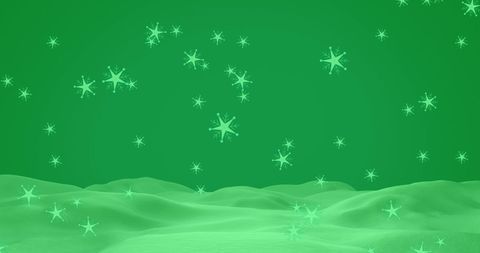 this abstract illustration features snowflakes gracefully falling over gentle winter hills set against a vibrant green backdrop. perfect for holiday season projects, this design can be used for christmas greeting cards, festive digital backgrounds, winter-themed advertisements, and seasonal social media posts, offering a serene yet festive touch.
