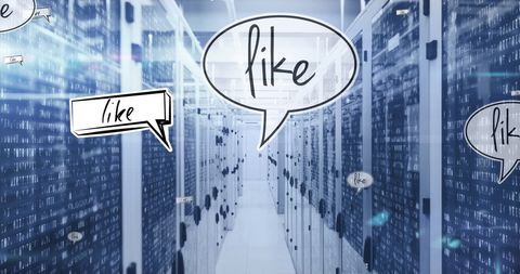 Social Media Cloud Icons in Data Center Environment - Download Free Stock Images Pikwizard.com